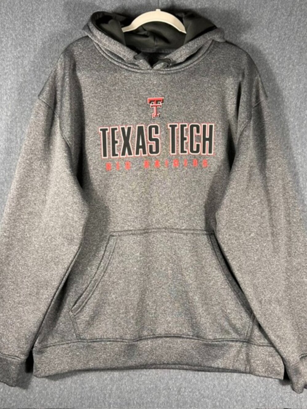 Champion Texas Tech Red Raiders Pullover Hoodie Mens Sz Large Gray Pockets - EUC